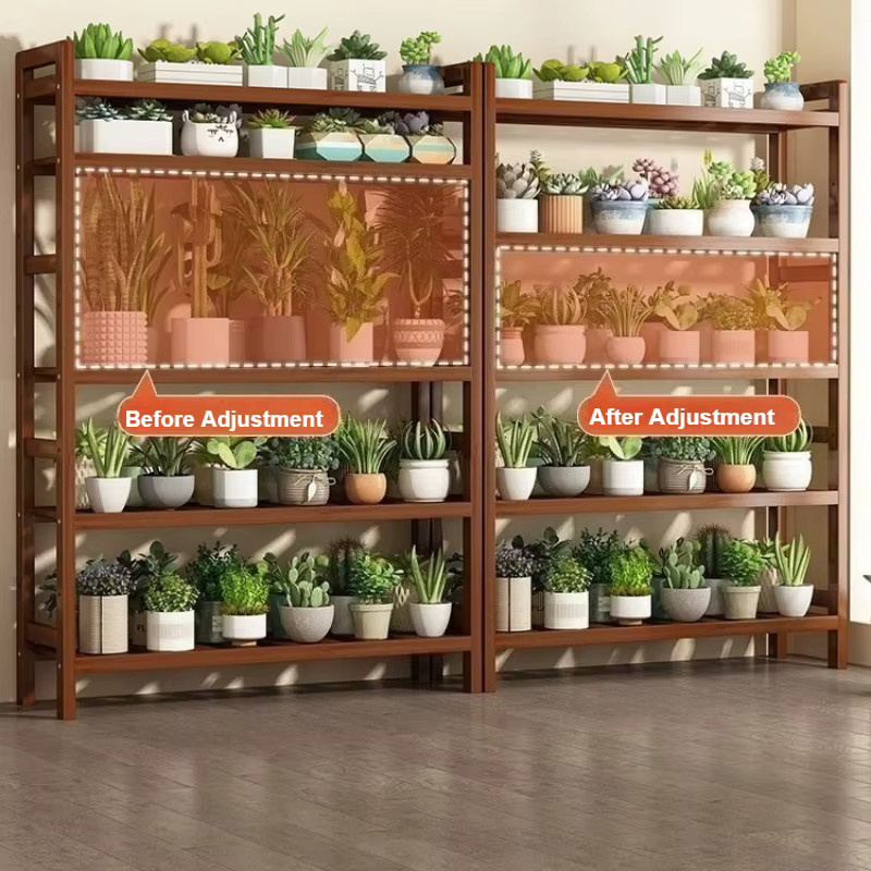 LIUSHADUOLA Blumenregal in Braun, modernes mehrschichtiges Blumentopfregal aus Holz für Wohnzimmer und Balkon - Bild 3