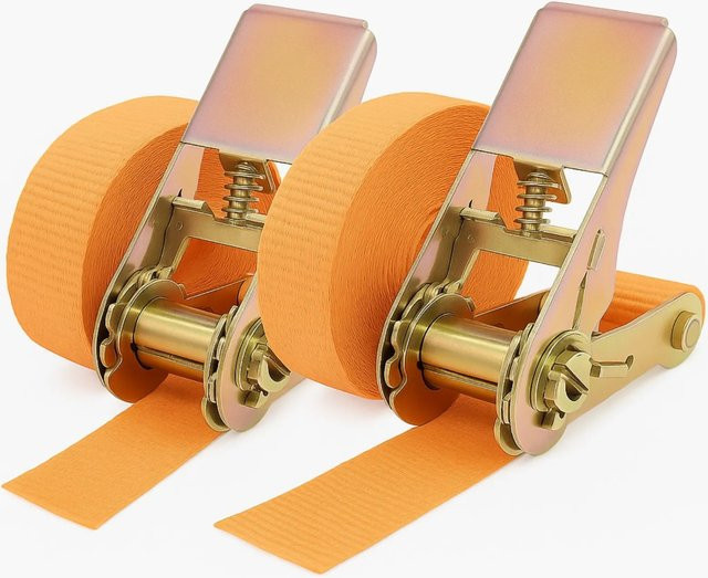 Trutzholm 2 Stück Spanngurte mit Ratsche orange, Länge: 6 m, Tragkraft: 1000 kg - Bild 1