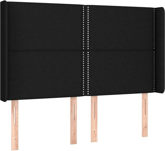 vidaXL Kopfteil mit Ohren in Schwarz aus Stoff, B/T/H: 147 x 16 x 118/128 cm - Bild 1