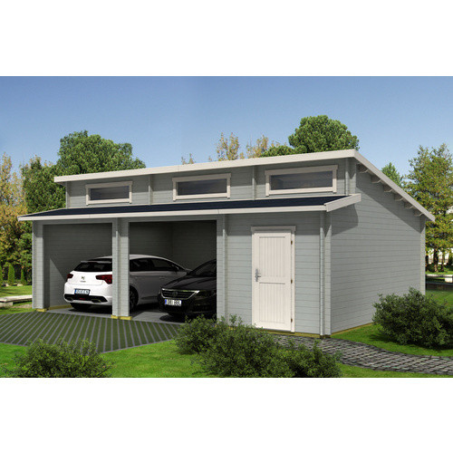 Blockgarage Lasita Maja Hawaii in Grau ohne Tore mit Außenmaß B: 820 cm, T: 579,6 cm - Bild 3