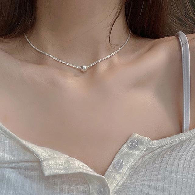 Wucifang Jewelry Schlangenkette, 925 Silber, Perle, Zirkonia, Damen, 45cm - Bild 1