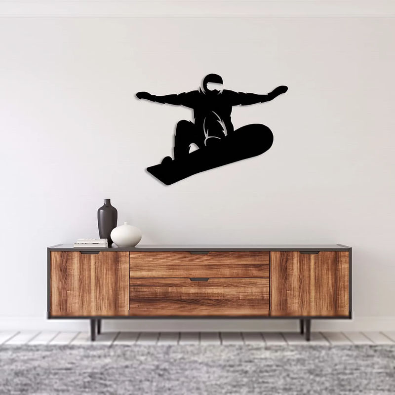 HELLOYOUNG Metall Wanddekoration Snowboarder in Schwarz - Bild 4