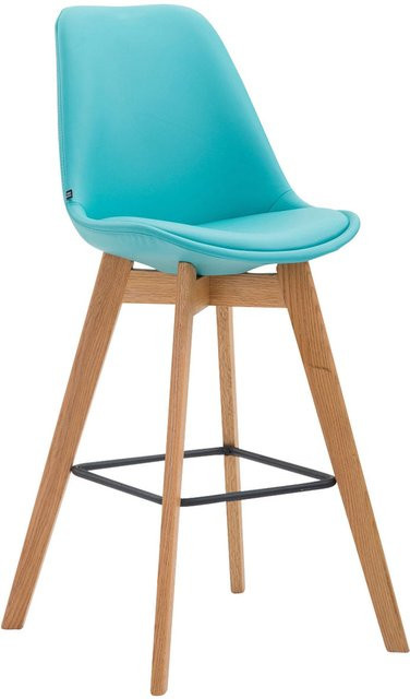 TPFLiving Barhocker Medoc in Blau mit Kunstleder und Gestell in Natur-Optik, B/T/H: 48 x 56 x 112 cm - Bild 1