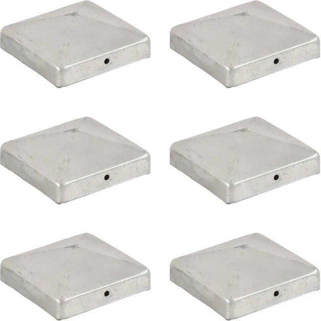 vidaXL Pfostenkappen Pyramide aus verzinktem Metall in Silber, 6 Stück, B/B: 91 x 91 mm - Bild 1