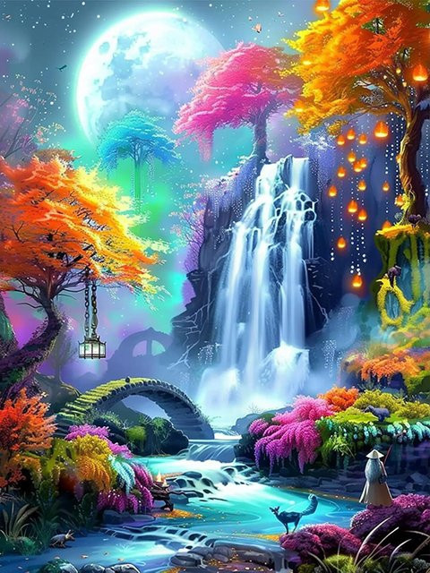 Evershine Diamant-Gemälde Wasserfall Landschaft DIY Acryl Mosaik Bild in Multicolor - Bild 1