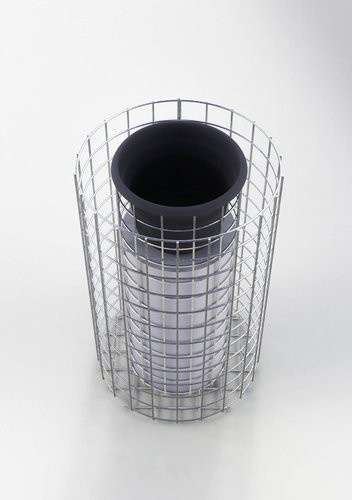 Gabiona Gabionen-Blumensäule rund aus feuerverzinktem Stahl in Silber, Höhe: 62 cm, Durchmesser: 37 cm - Bild 1