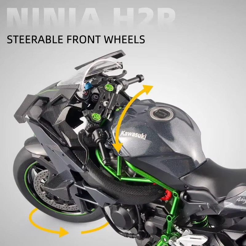 Kawasuki Ninja H2R H2, Motorrad Modell, 1:9, Metall, mit Sound und Licht - Bild 6