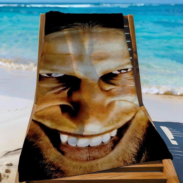 Aphex Twin Musik Handtuch von JMG Household Supplies, schnelltrocknend und sandfest, Mikrofaser, Mehrfarbig, Breite: 70 cm, Länge: 140 cm - Bild 1