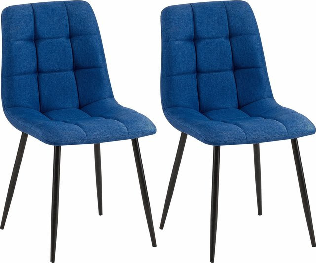 CLP 2er Set Esszimmerstühle Tilde, moderne gepolsterte Küchenstühle mit gestepptem Stoffbezug und Metallgestell - Bild 1