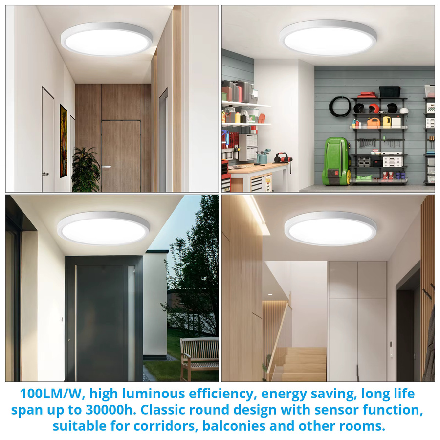 Oraymin 24 W LED-Deckenleuchte mit Bewegungssensor, rund, Weiß, 2400 lm, 4000 K, Durchmesser: 30 cm - Bild 4
