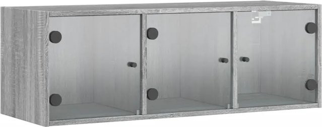 vidaXL Wandschrank Grau Sonoma mit Glastüren und Regalböden B: 102 cm, T: 37 cm, H: 35 cm - Bild 1
