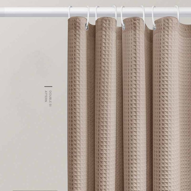 Wasserdichter Jacquard Waffel Duschvorhang in Beige von For Future, blickdicht und schimmelresistent, B x H: 180 x 180 cm - Bild 1