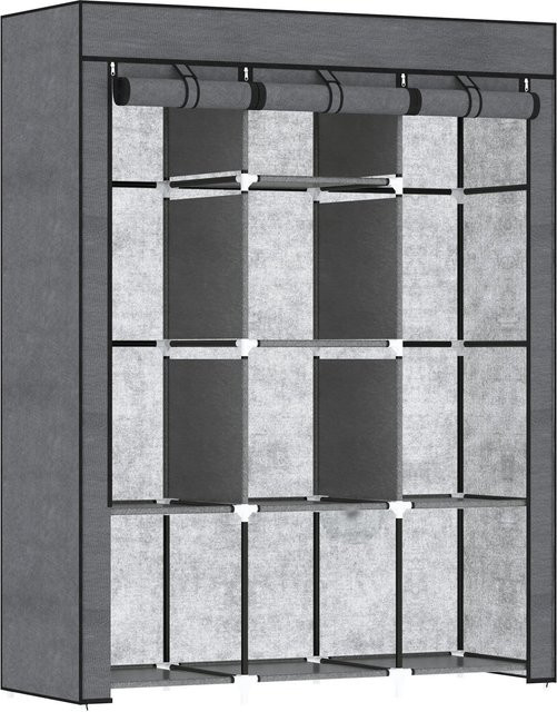 HOMCOM Stoffschrank aus Stahl und Vliesstoff in Dunkelgrau mit Kleiderstange und Regalböden, B/T/H: 43 x 43 x 162,5 cm - Bild 1