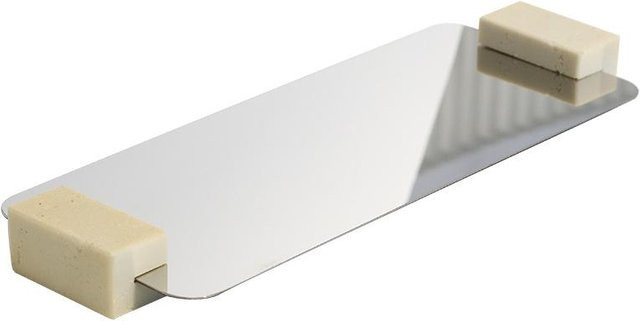 Modernes Dekorationstablett aus Metall mit Ornamenten in Weiß und Silber, rechteckig - Bild 1
