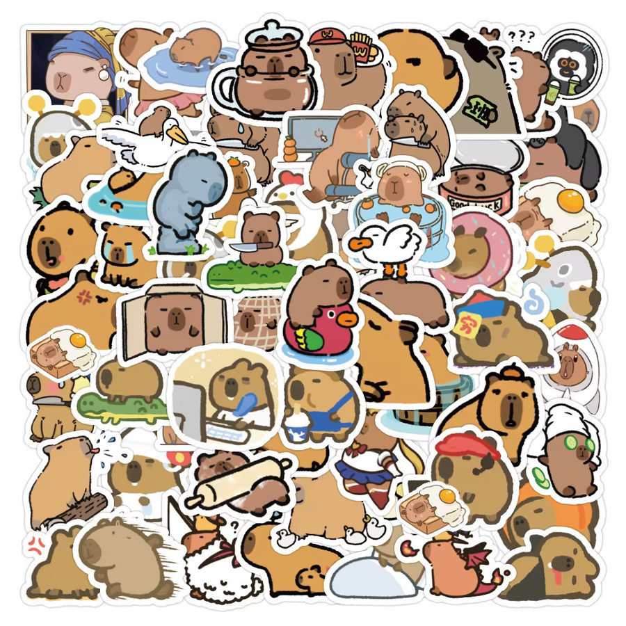 Niedliche Cartoon Capybara Aufkleber von Charile in Mehrfarbig für Laptop, Tagebuch und Spielzeug - Bild 2