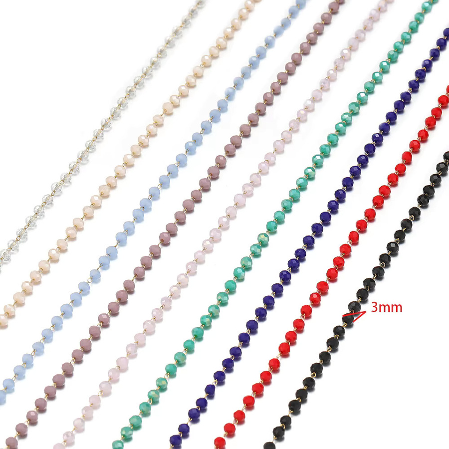 Yovtor Edelstahl-Kette, bunte Kristallperlen, 1 Meter, Unisex - Bild 2