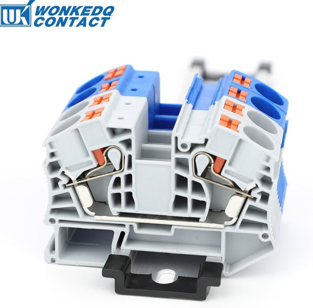 WONKEDQ PT16 Push-In Terminal Block 16mm2 DIN-Schiene Elektrische Durchgangsklemmen Set, 5 Stück, Grau - Bild 1
