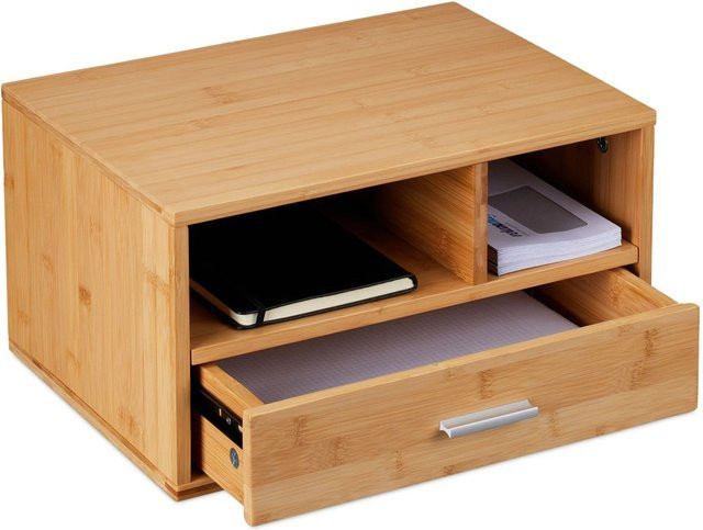 Relaxdays Schreibtisch Organizer aus Bambus in Natur mit Schublade und Fächern für A4, Farbe: Braun, B/T/H: 40 x 22 x 31 cm - Bild 1