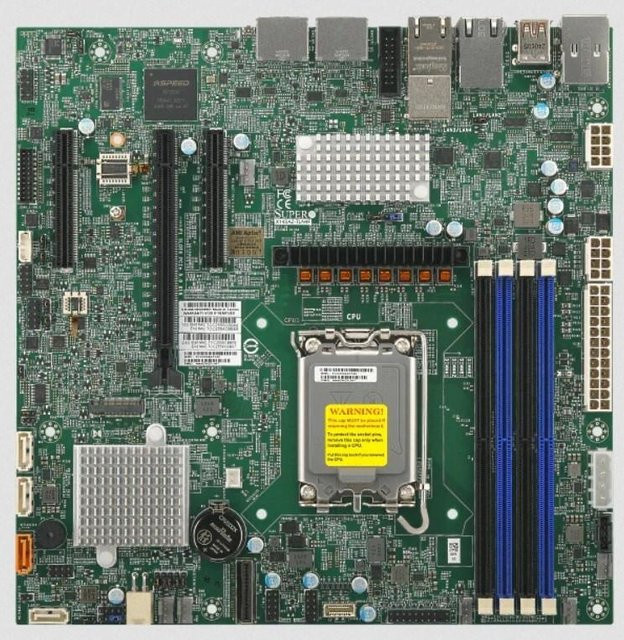 Supermicro MBD-X14SAZ-TLN4F-O Server-Mainboard mit Intel W880 Chipsatz, LGA-1851 Sockel, DDR5 Unterstützung bis 192GB und Quad-LAN, Micro ATX Formfaktor - Bild 1