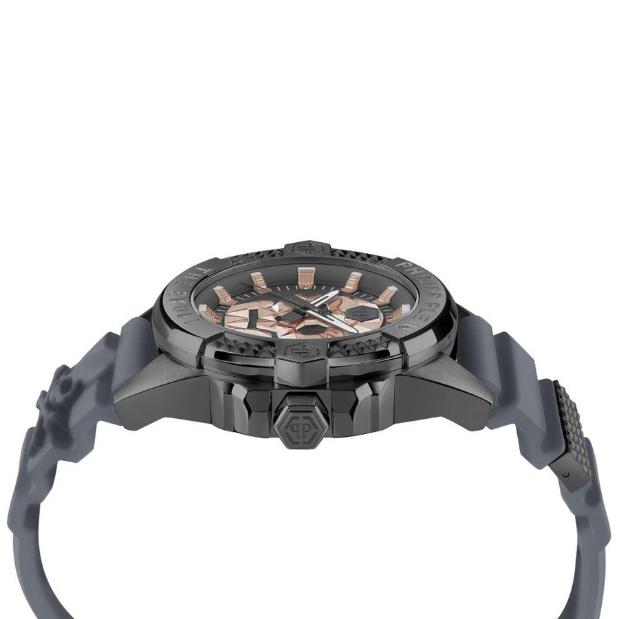 Philipp Plein Herrenuhr, Quarz, Edelstahl, 47 mm, Grau, Silikon, 5 ATM - Bild 4