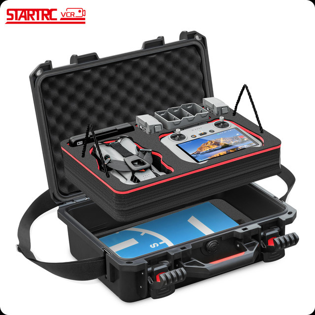 STARTRC VCR Wasserdichter Hartschalenkoffer für DJI Mini 5 Pro, Mini 4 und Mini 3 inklusive Zubehör und Kompatibilität mit RC-N und RC2 Controllern, Schwarz - Bild 1