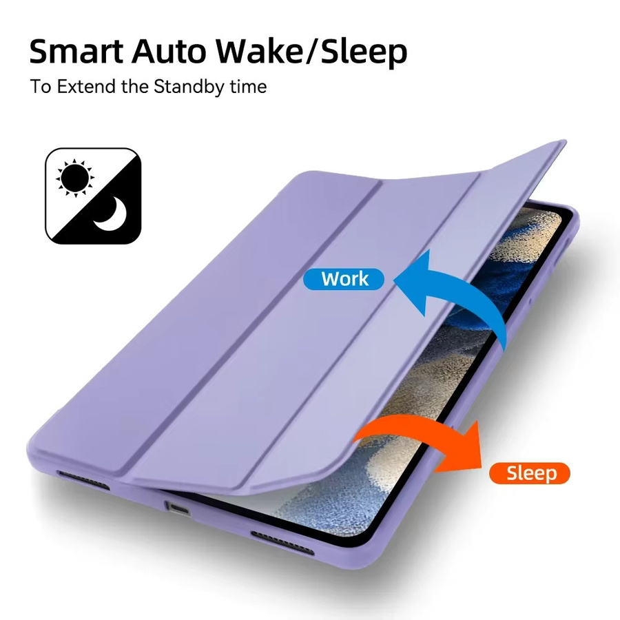 Samsung Silikonhülle mit Auto Sleep Wake Funktion für Galaxy Tab S9 S8 S7 S6 Lite Tab A9 A8 A7 Plus FE in Grün und Lila - Bild 2