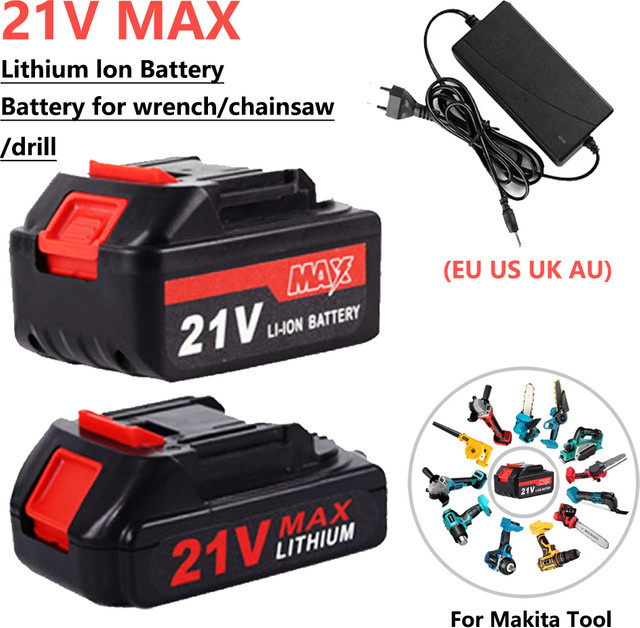 GJUELIRRA Lithium-Ionen-Akku 21V mit 15000 mAh in Schwarz, kompatibel mit Makita Elektrowerkzeugen und Hochspannungs-Wasserpistolen - Bild 1