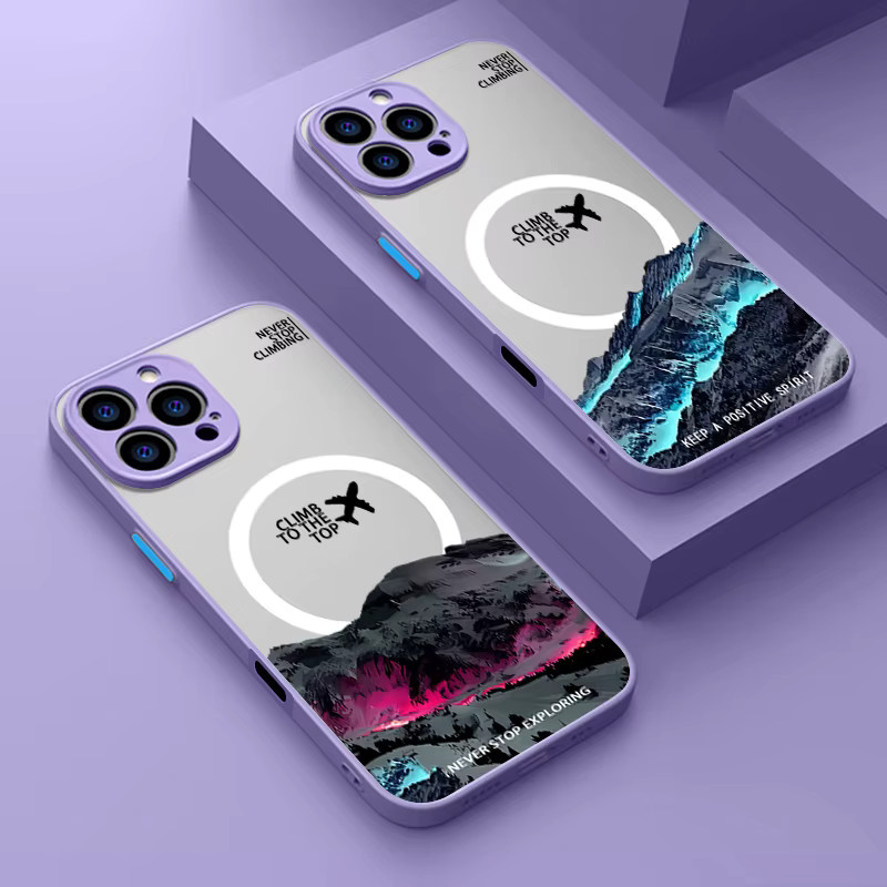 MOESOE Handyhülle Snowy Mountain Flugzeug Design für iPhone 17 16 15 14 13 12 Pro Max Air mit MagSafe Wireless Charging Unterstützung in Schwarz und Multicolour - Bild 2