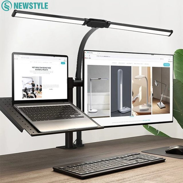 Augenschonende LED-Klemmleuchte aus Metall in Schwarz mit USB-Anschluss, dimmbar und mit einstellbarer Farbtemperatur für Home Office, Lesen und PC-Gaming - Bild 1