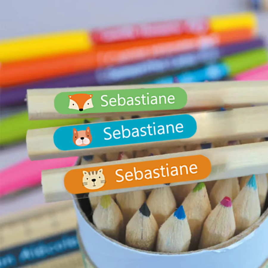 Personalisierte Namensaufkleber für Stifte und Etiketten in Mehrfarben für Kinder - Bild 2