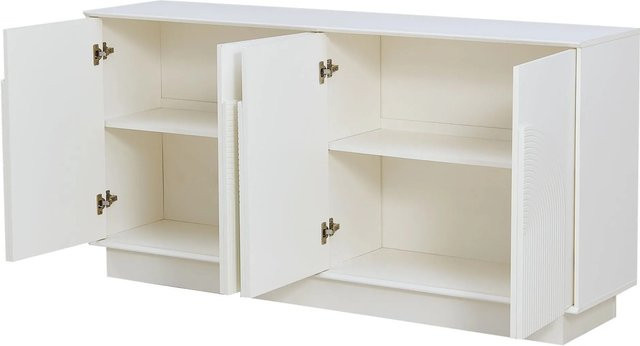 okwish Sideboard mit gewölbten Türen für dein Wohnzimmer, Weiß, B/T/H: 160 x 38 x 80 cm - Bild 1