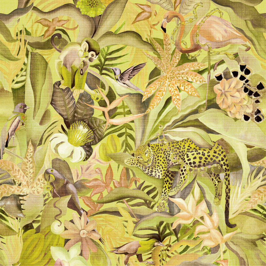 Élitis Mural Costalegre VP 992 03 Wandtapete aus Vinyl in Schwarz mit floralem und ethnischem Naturdesign - Bild 1