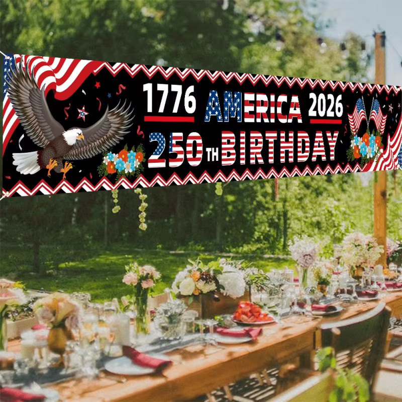 VIKAMA U.S. Banner zum 250. Jubiläum, mehrfarbige Garten- und Zaun-Dekoration, B/H: 180 x 40 cm - Bild 2