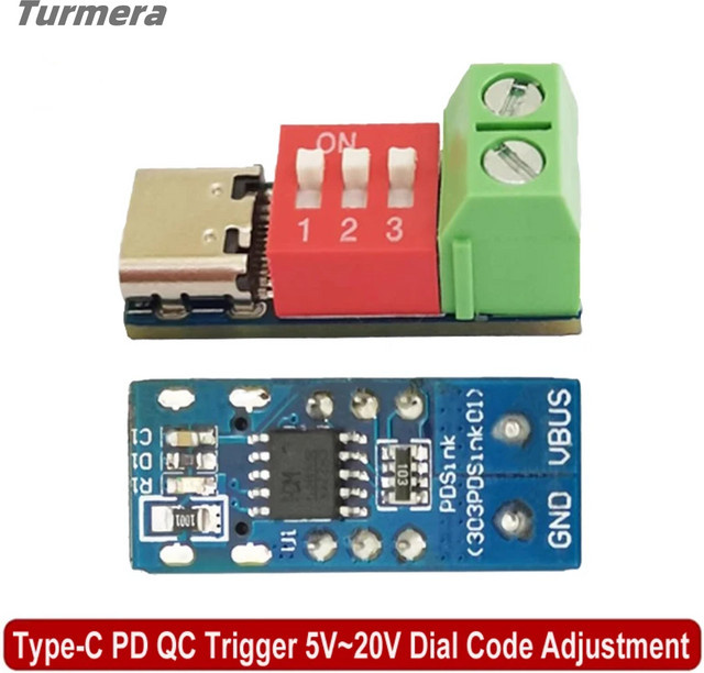 Turmera USB-C PD QC Trigger Modul zur Einstellung der DC-Spannung von 5V bis 20V mit Display - Bild 1