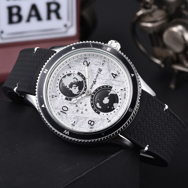 Montblanc Armbanduhr, Analoguhr, Edelstahl, Silber, Kautschuk, Herren - Bild 1