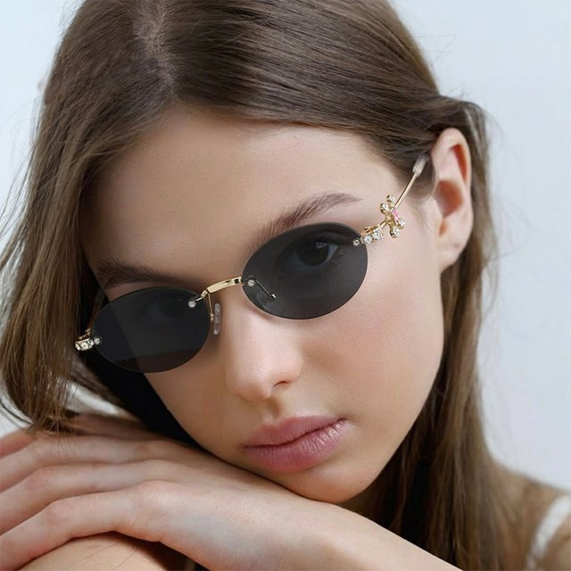 Julyrays Korrektionsbrille, randlos, oval, Metall, Damen, gold, black - Bild 1