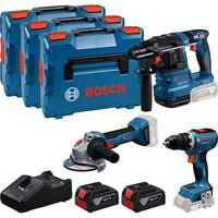 Bosch Professional 18V Werkzeugset mit GBH 18V-22, GSR 18V-65, GWS 18V-8, 2x 5,0 Ah Akkus und GAL 18V-40 Ladegerät in Blau - Bild 1