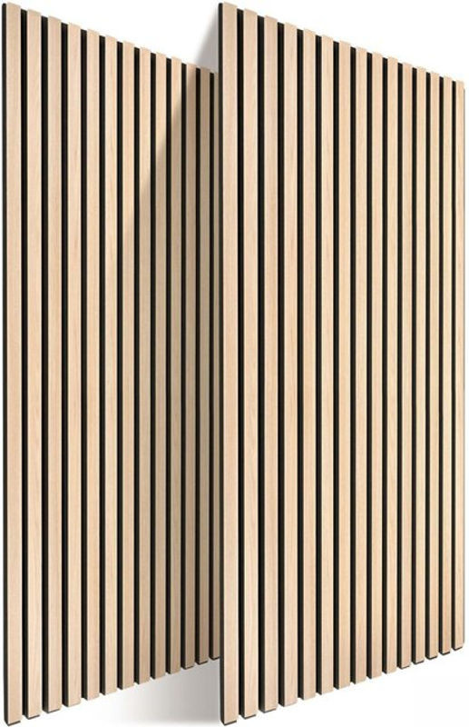 Relaxdays Akustikpaneele 2er Set in Eiche Holzoptik zur Schalldämmung und Wandverkleidung, Farbe: Braun/Beige, Breite: 60 cm, Höhe: 120 cm - Bild 1