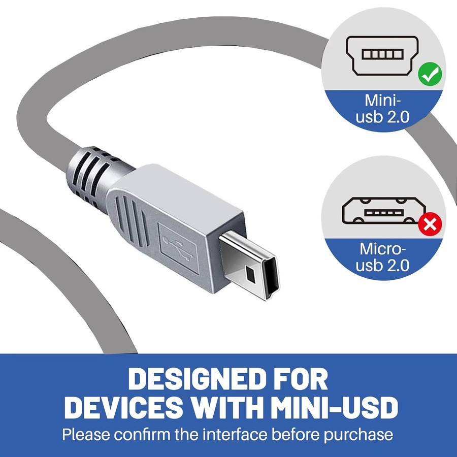HDmatters Mini-USB-Kabel USB 2.0 A-Stecker auf USB Mini-B 5Pin zum Laden und für die Datenübertragung von GoPro Hero 3+, PS3-Controller und MP3-Playern - Bild 2