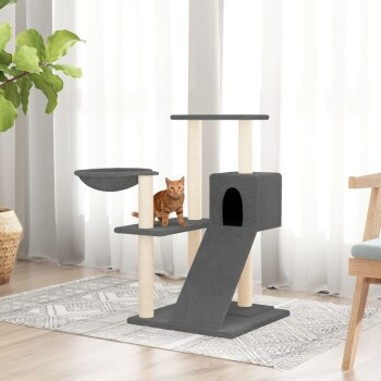 VidaXL Kratzbaum für Katzen in Grau mit Hängematte und Höhle - Bild 2