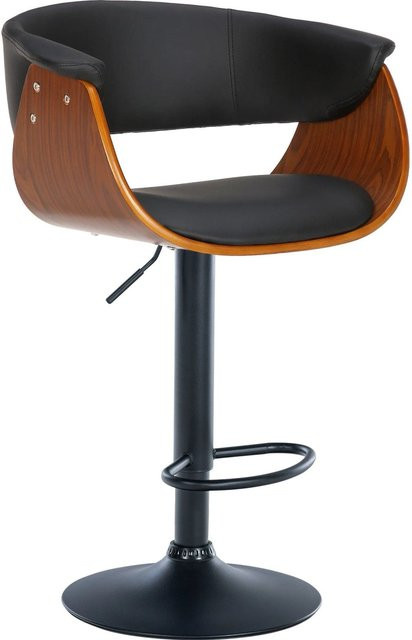 DELUKE Barhocker BAKOT Barstuhl aus Kunstleder in Walnuss/Schwarz, höhenverstellbar, drehbar mit Lehne, B/T/H: 60 x 51 x 90 cm - Bild 1
