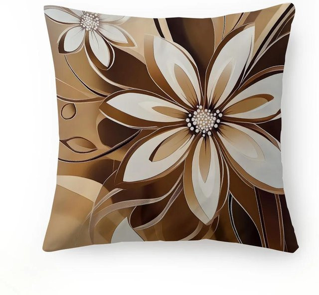 JMG Clothing Dekokissenbezug mit Blumenmuster in Braun aus Polyester, B/H: 45 x 45 cm - Bild 1