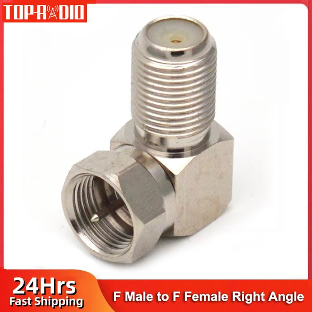 F-Stecker auf F-Buchse Adapter 90 Grad Winkel RF-Koaxial-Konverter für TV-Antennenkabel in Silber - Bild 1