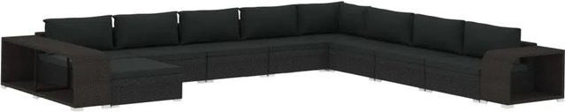 vidaXL 11-teiliges Garten-Lounge-Set aus Poly Rattan und Metall in Schwarz mit Auflagen und Polstern - Bild 1