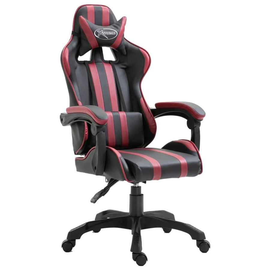 vidaXL Gaming-Stuhl Modell 3 in Weinrot und Schwarz aus Kunstleder mit Kopfstütze und Armlehnen - Bild 2