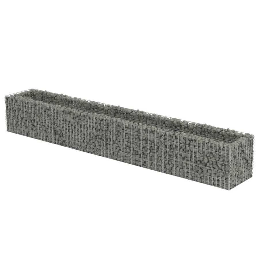 vidaXL Gabionen-Hochbeet aus verzinktem Stahl in Silber, B/T/H: 360 x 50 x 50 cm - Bild 2