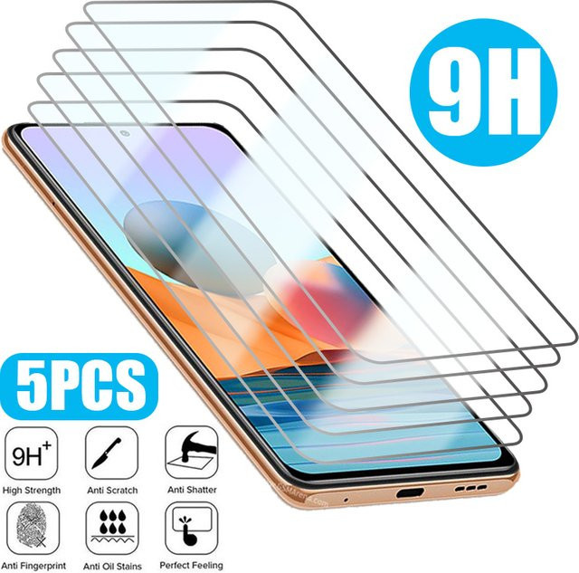 5er Set gehärtetes Schutzglas für Xiaomi Redmi Note 7 8 9 10 11 12 Pro Plus 5G und 9A 9C 10C 11S 12C in Transparent - Bild 1