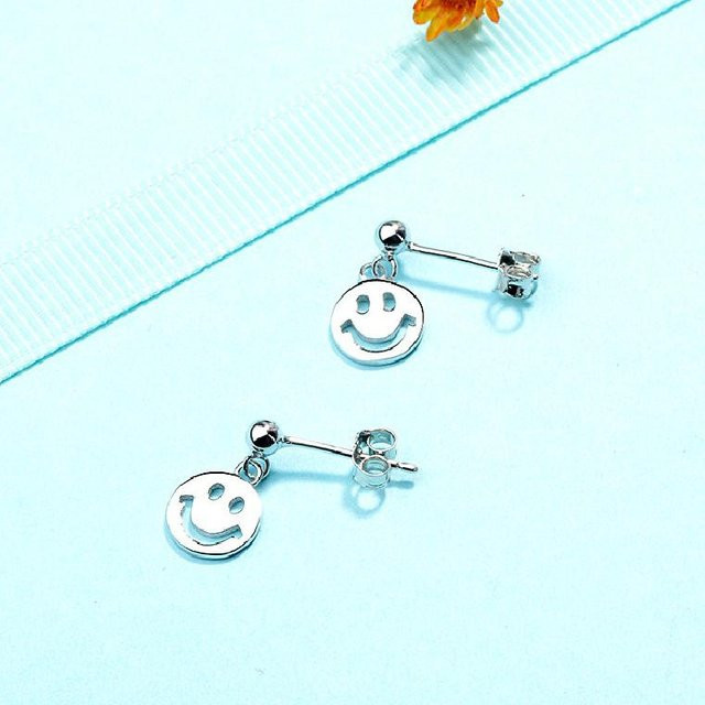 Lucky Star Jewelry Ohrstecker 925 Silber, Smiley Gesicht, Damen - Bild 1