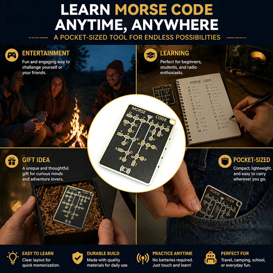Morsecode-Übungskarten im Taschenformat als tragbares Übungsgerät für die Verschlüsselungssprache in Schwarz - Bild 3