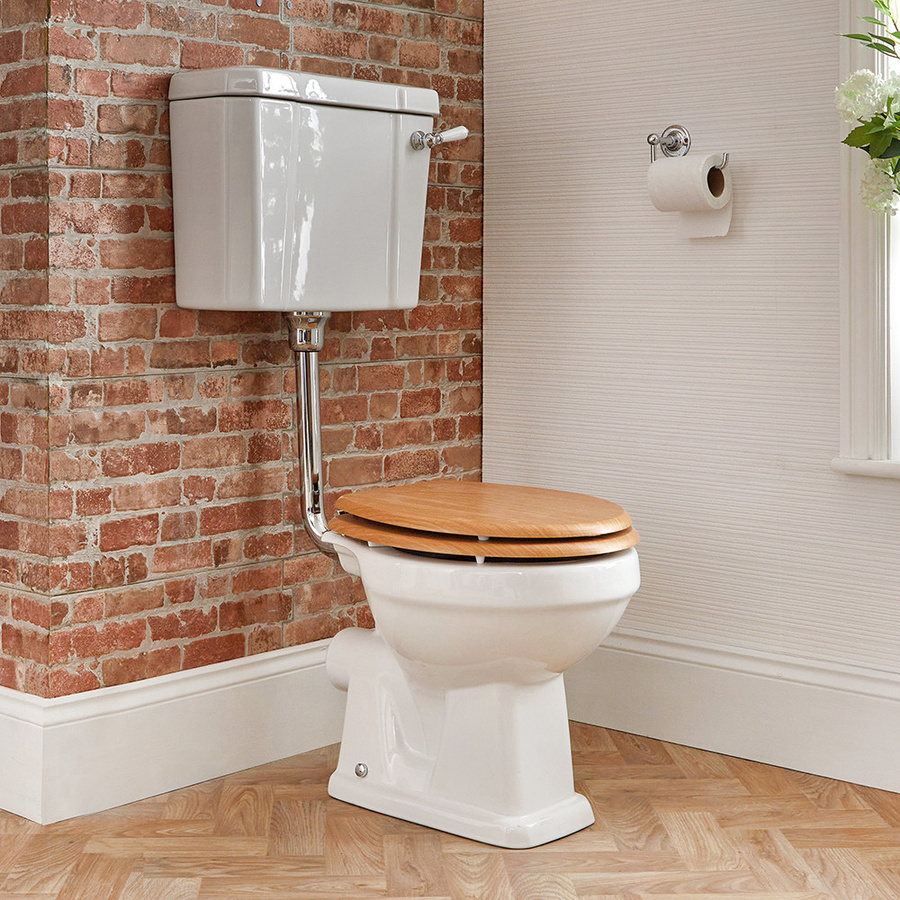 Hudson Reed Standtoilette Richmond aus Keramik in Weiß mit erhöhtem Spülkasten und Washdown-Spülung, Höhe: 98,5 cm, Breite: 47,4 cm, Tiefe: 66,0 cm - Bild 1